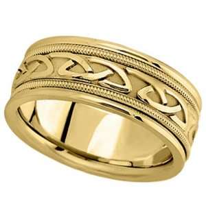  Hand Made Celtic Wedding Band in 18k Yellow Gold (8mm 