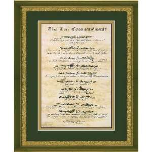  Ten Commandments with Dark Green and Gold Mats in Gold 