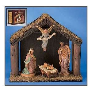  4pc Nativity Set with Wood Stable, 10 H 