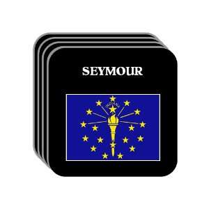 US State Flag   SEYMOUR, Indiana (IN) Set of 4 Mini Mousepad Coasters