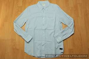 Mens WeSC Checkered L/S Button Up Shirt WHITE BLUE Medium M  