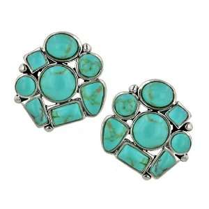   Mix Shapes Reconstruction Turquoise 14x14mm Earring Post Jewelry