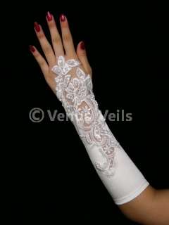 11 Ivory Bridal Wedding Fingerless Pearl Beaded Gloves  