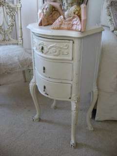 EXQUISITE Old Vintage FRENCH NIGHTSTAND Drawers Curvy Legs Bow Front 