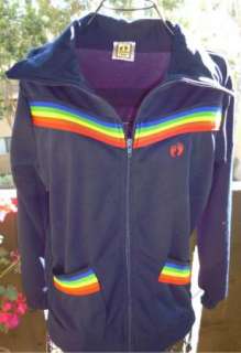   Ten Vintage 80s Track Jacket Rainbow Stripe Surf Skate Beach Preppy