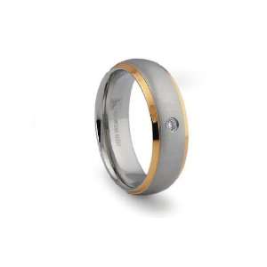  Gold Plated Stainless Steel Ring with CZ: Jewelry