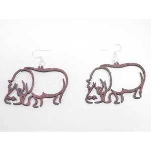 Pink Hippo Wooden Earrings
