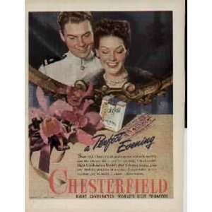   leave, a Perfect Evening .. 1945 Chesterfield Cigarettes Ad