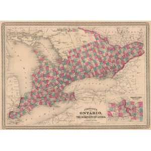  Johnson 1870 Antique Map of Ontario