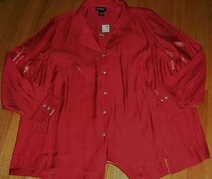 NWT WOMENS AVENUE RED GREAT VALENTINE BLOUSE TUNIC TOP Long Sleeves 3X 