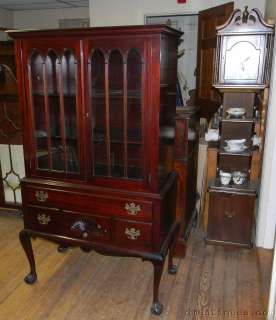 Antique 1930s Solid Mahogany Chippendale China Cabinet Ball & Claw 