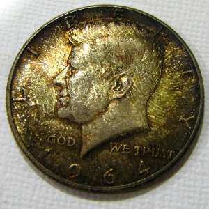 1964 KENNEDY 50c 2 SIDED GOLDEN ORANGE TONED CH BU   MIKESARTIFACTS 