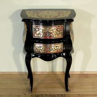 French Black Boulle Chest Nightstand Side Table E843  