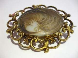   Georgian Hair Mourning Gold Locket Pin   Pendant 2 1/4 Great Piece