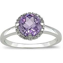 10k Gold Amethyst and Diamond Accent Ring  