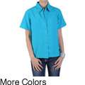 Tressa Designs Womens Pointed Collar Button up Camp Shirt 