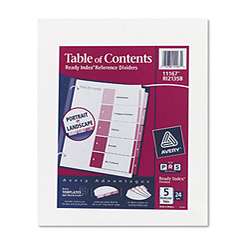 Avery 11167 Ready Index 5 Tab Color   24 Sets/Box  