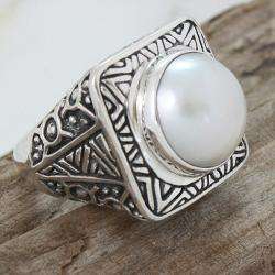   Square Mabe Pearl Dome Ring (13 mm) (Indonesia)  