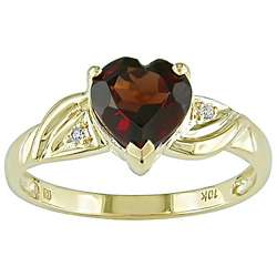 10k Gold Garnet and Diamond Accent Heart Ring  Overstock