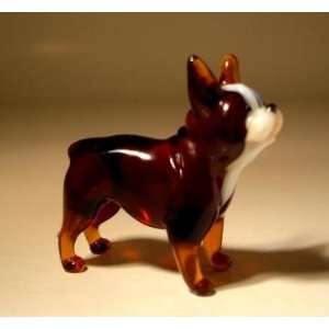 Blown Glass Art Animal Figurine Dog Boston Terrier