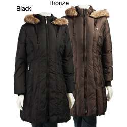 Anne Klein Womens Down Coat with Faux Fur Trim  Overstock