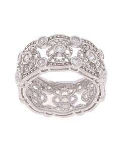 Sterling Silver Cubic Zircnonia Vintage Eternity Ring  
