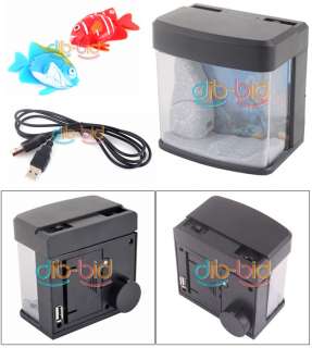 USB AA Battery Mini Aquarium Fish Tank w/ LED Light #01  