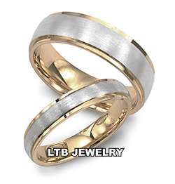 HIS AND HERS 14K TWO TONE GOLD MATCHING BANDS SET  