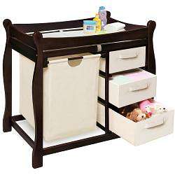   Style Espresso Changing Table with Hamper and Baskets  