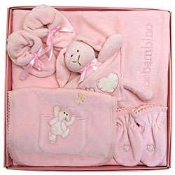 Piccolo Bambino 5 piece Luxurious Pink Velour Baby Set  Overstock
