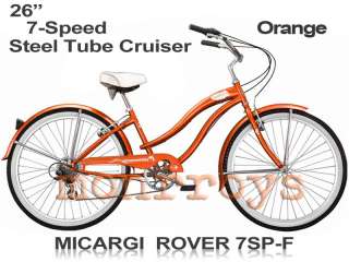   26 Ladies Oversize Steel Tube Beach Cruiser Bicycle Orange  