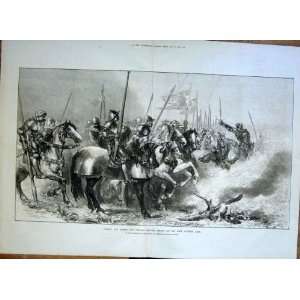  Horses At War By Gilbert Antique Print 1875 Fine Art