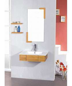 Modern Solid Bamboo Style 2 drawer Vanity & Mirror  