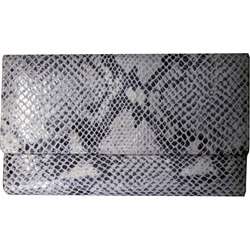 Leatherbay Grey Leather Snake Print Clutch  Overstock