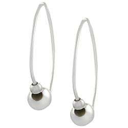 Sterling Silver 3 bead 15 mm Hoop Earrings  