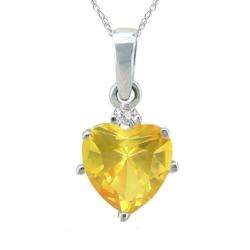 10k Gold Citrine 1/50ct TDW Diamond November Birthstone Heart Necklace 