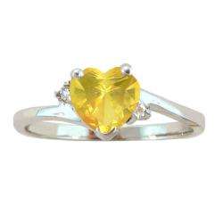 10k Gold November Birthstone Citrine/ Diamond Heart Ring  Overstock 