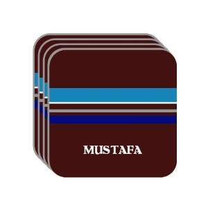 Personal Name Gift   MUSTAFA Set of 4 Mini Mousepad Coasters (blue 