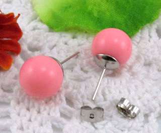Pink Mini QQ Ball Sweet Beads Candy Stud Earring Er202  