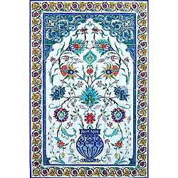Turkish style Floral Pot 96 tile Ceramic Wall Mural  Overstock