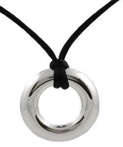 Sterling Silver Chunky Circle Pendant Necklace  Overstock