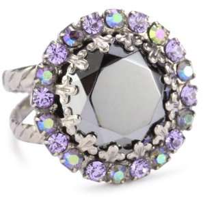   Chantilly Lace Circular Crystal Adjustable Silver Tone Ring Jewelry