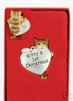 New Gorham Kittys 1st Christmas Ornament  Silver Heart  