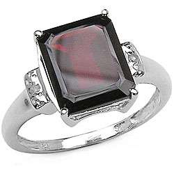 32ctw Genuine Garnet & Diamond Silver Ring  