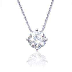 14k White Gold Round cut Moissanite Solitaire Necklace  Overstock