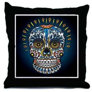  Decorative Mexican Skull Holiday Throw Pillow by  
