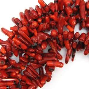  10 22mm red coral stick nugget beads 16 strand