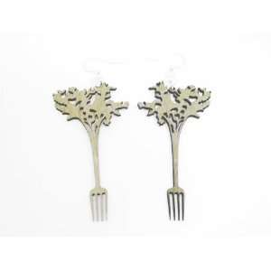  Natural Wood Salad and Fork Wooden Earring GTJ Jewelry