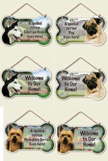 Husky Pug Yorkie Dog Wood Door Wall Sign NEW Welcome  