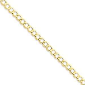  20 Inch 10k 6.0mm Semi Solid Curb Link Chain Necklace 